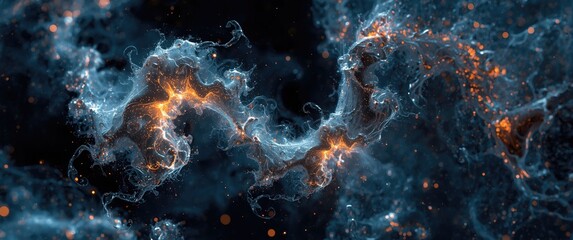 Obraz premium Fluid fractal shape radiating electric particles in a futuristic science theme