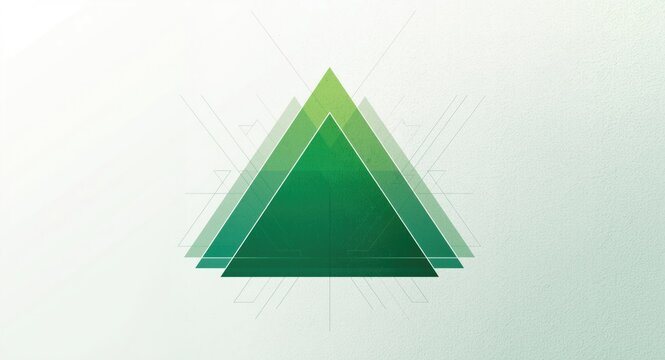 Geometric abstract background with overlapping green triangles and lines