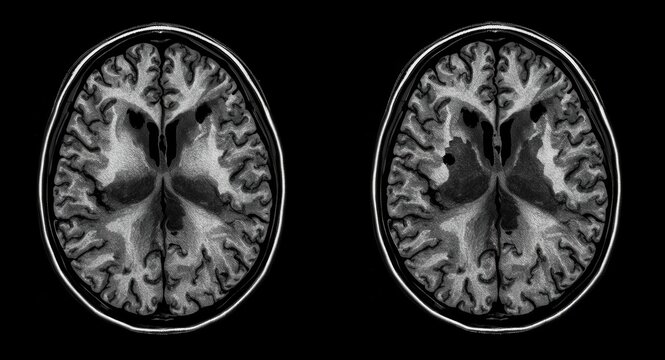 Sagittal and coronal MRI brain scan visualization for diagnosing tumors strokes and infections