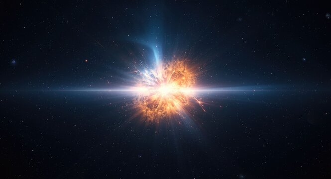 Sci fi visualization of thermonuclear plasma jet blasting out from center