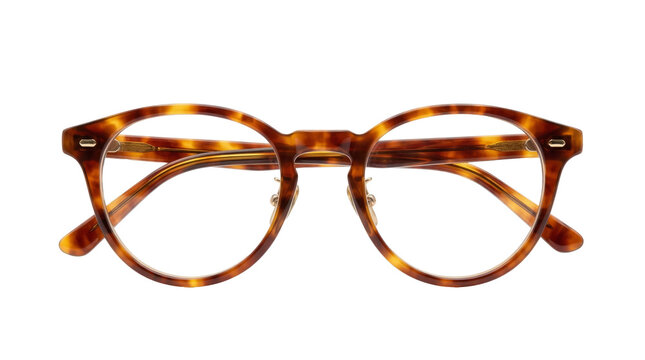 Retro-inspired tortoiseshell eyeglasses with clear lenses, displayed straight-on against pure white. The classic pattern and comfortable design appeal to fashion-conscious buyers.