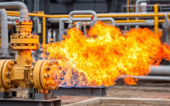 Realistic Gas Leak with Burning Flame and Bright Colors