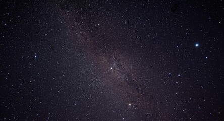 Fototapeta premium Long exposure photograph capturing Milky Way galaxy against a grainy dark night sky