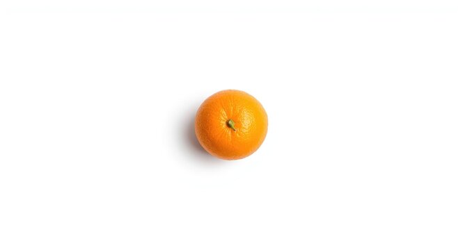 single juicy tangerine with stem on bright white background
