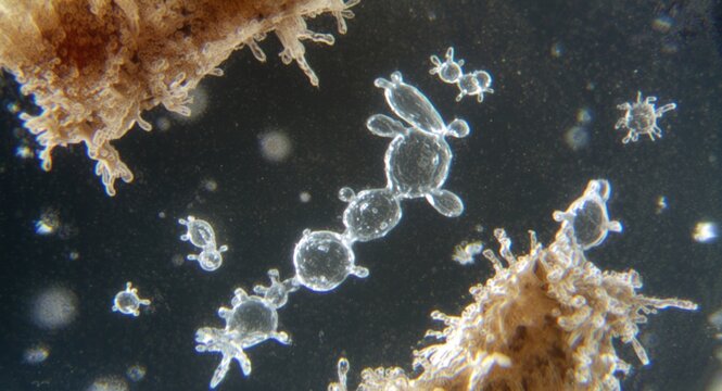 Micrograph showing white blood cells epithelial tissue and bacteria collected from sediment