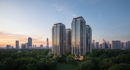 Fototapeta premium Residential high rises offering modern apartment living