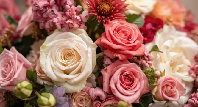 Bright fresh romantic flower display for special love event
