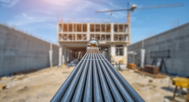 Commercial construction steel bars used to reinforce concrete structures