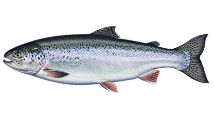 Obraz premium A colorful illustration of a salmon fish isolated on transparent background with detailed scales and fins