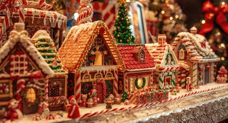 Obraz premium Joyous holiday candy village with vibrant sweets and festive atmosphere