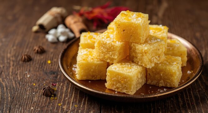 Authentic Indian patisa sweet made from ghee and milk layers