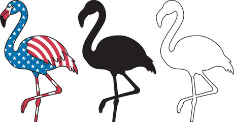 Independence day flamingo patriotic illustration with american flag colors © Vector Town