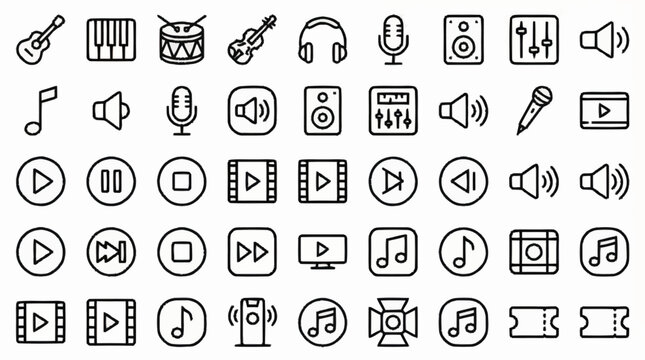 Collection of music and video icons.