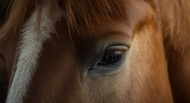 Focused capture of chestnut horse ears with intricate hair patterns