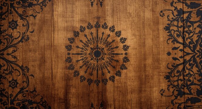Indian wood block textile design on distressed rustic backdrop
