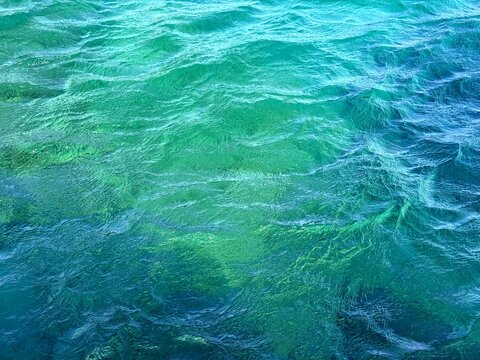 Sea water blue turquoise small waves.