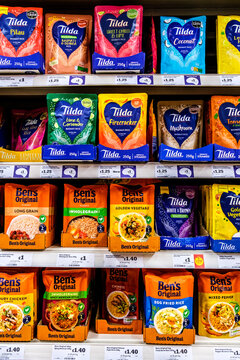 Supermarket Display of International Flavoured Microwave Rice Pouches