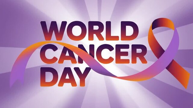 World Cancer Day Awareness Ribbon Purple Background.