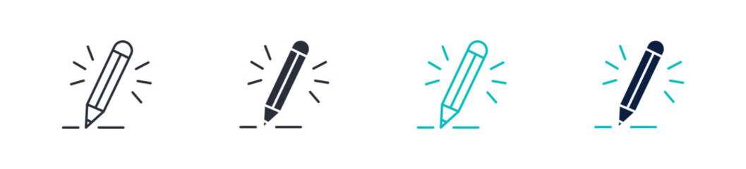 Edit pencil icon set, writing or content creation symbol, outline and solid style. Vector illustration. © Masuda Akthar