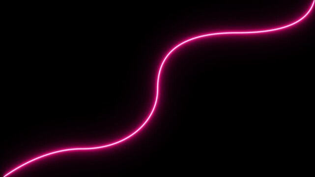 Pink Neon Curved Line on Black Background abstract