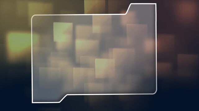 Animation of digital frame over yellow background with squares