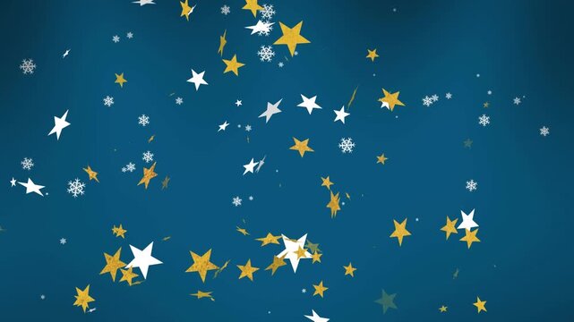 Animation of stars over snow falling
