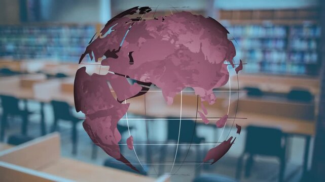 Animation of globe over classroom