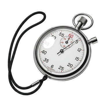 A classic mechanical stopwatch on transparent background