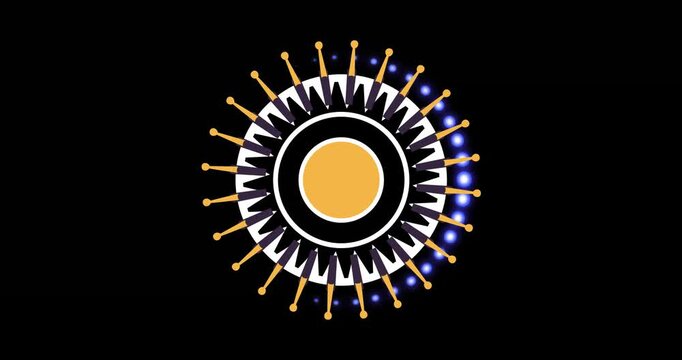 Animation of colourful shapes on black background