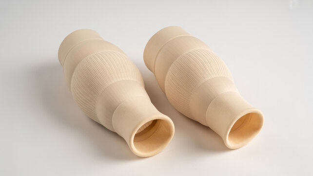 compression sleeves, calf support, medical elastic bandage, orthopedic leg warmer, compression garment, sports recovery, varicose veins treatment, ribbed fabric texture, joint protection, beige wrap