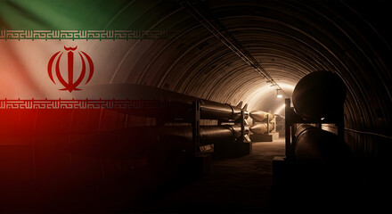 Fototapeta premium Israel, Iron Dome, missile, defense, flag, war, conflict, military, interceptor, rocket, security, national, Middle East, Jerusalem, Tel Aviv, attack, protection, technology, weapon, radar, launch, ni