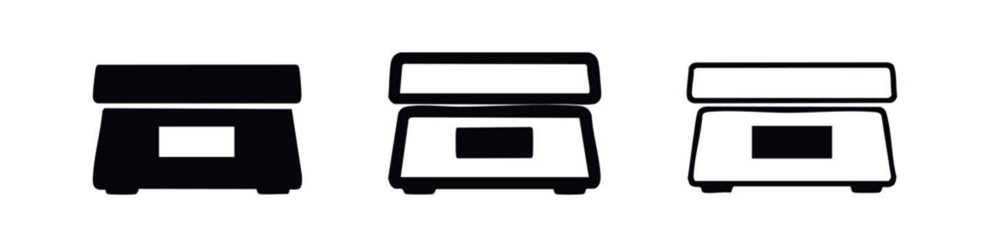 Office scanner or document copier icon set in different styles: solid, thick outline, and thin outline versions