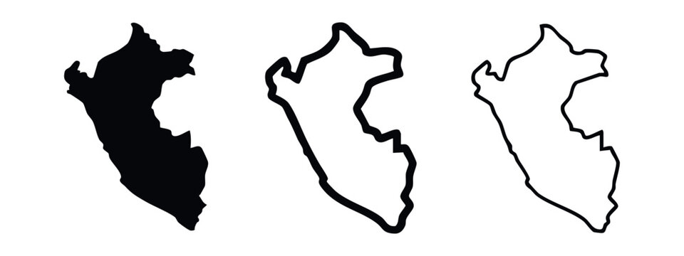 Peru Country Map Vector Outline and Silhouette Icons