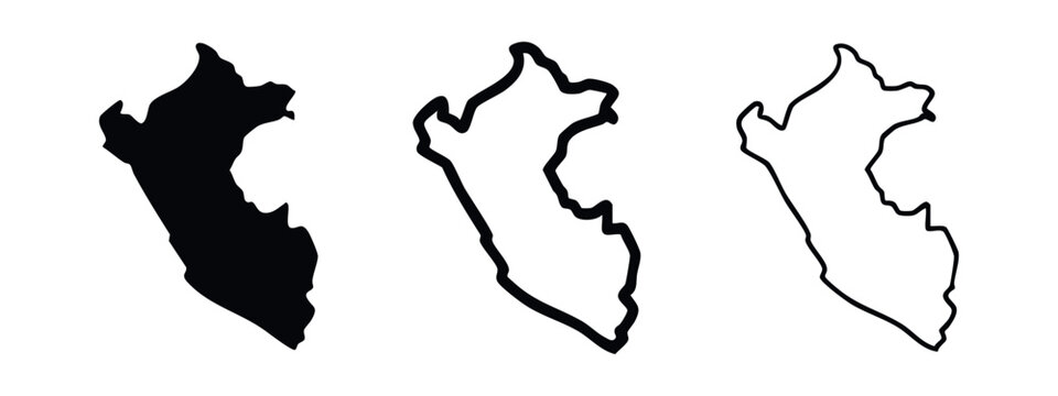 Peru Country Map Vector Outline and Silhouette Icons
