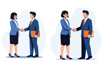 Obraz premium Business professionals engaging in formal handshakes