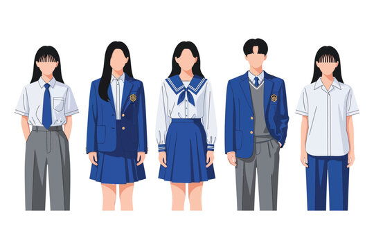 School uniforms for male and female students in different styles