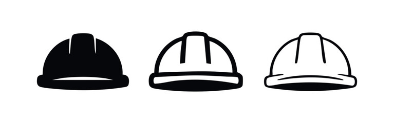 Fototapeta premium Industrial hard hat icons set. Worker safety helmet symbol for building, site, and engineering concepts.