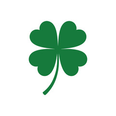Fototapeta premium A vibrant green four-leaf clover stands out against a clean white background.