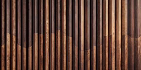 Obraz premium Walnut wood fluted panel interior cladding design showcasing luxury and elegance in modern architecture