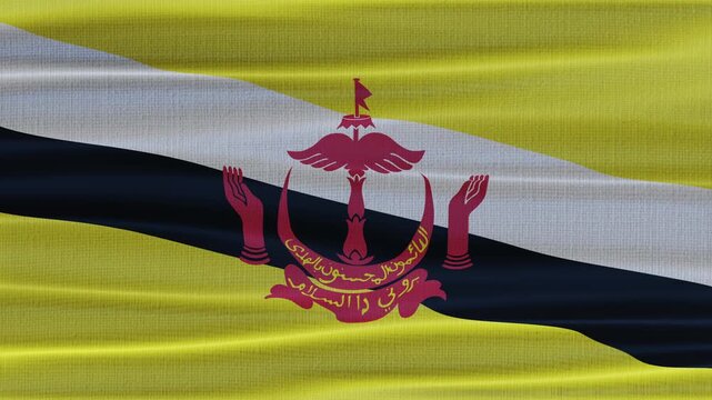 Brunei flag waving in the wind with high quality fabric texture
