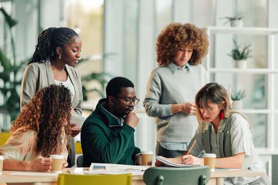 Diverse business team collaborating during an office meeting