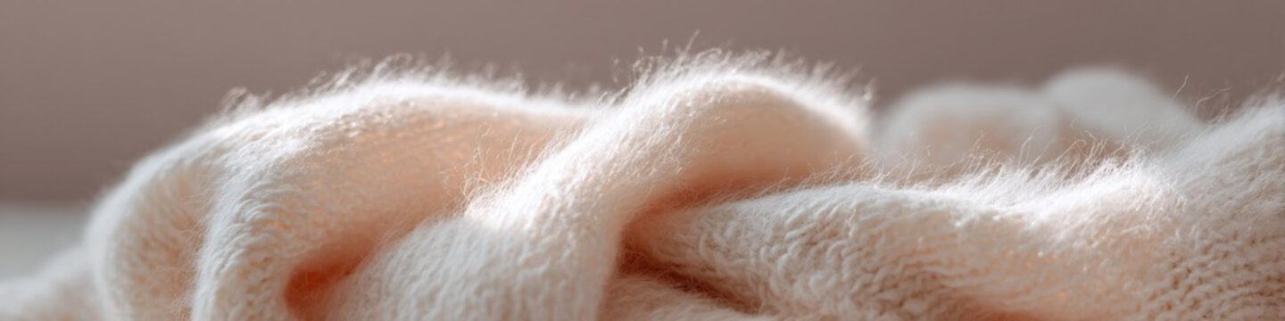 Creamy soft wool blanket close up folded fabric texture warm cozy neutral beige tones macro home textile detail for styling and interior comfort