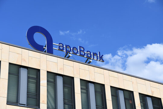 Nuremberg, Bavaria, Germany - July 4, 2025: apoBank in Nuremberg, Germany - The Deutsche Apotheker- und &Auml;rztebank eG (ApoBank, German bank for pharmacists and physicians) is a cooperative bank