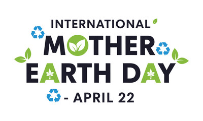 Fototapeta premium International mother earth day logo with recycling symbols and leaves