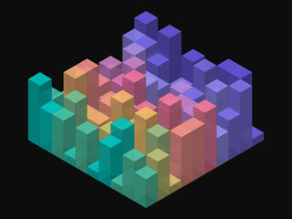 Obraz premium Colorful Geometric Block Pattern Isometric Art Design