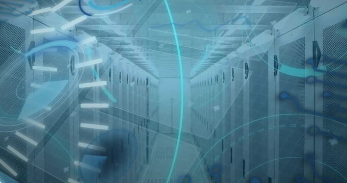 Animation of statistics and data processing on grey background