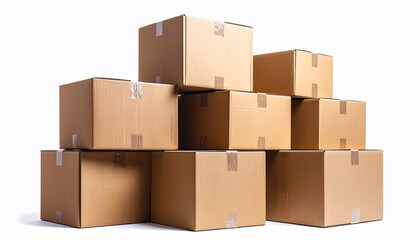 Fototapeta premium Stacked Cardboard Boxes Arranged in Pyramid Formation Representing Logistics and Storage Efficiency