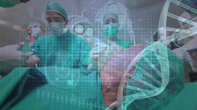 Animation of data processing over diverse surgeons during surgery