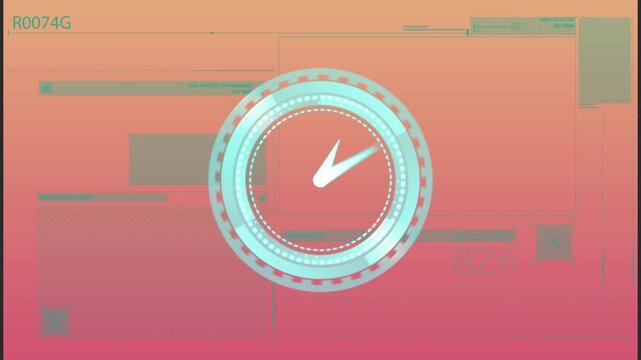 Animation of clock moving fast with copy space on red background