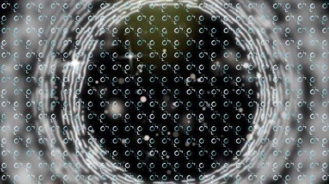 Animation of shapes moving over black background